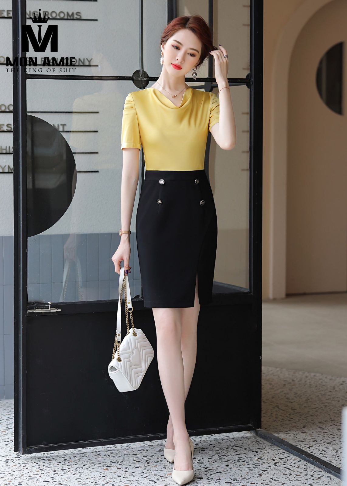 Mix Colors Yellow And Black Tulip Dress 